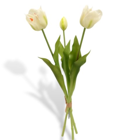BUNDLE X 3 TULIPANI PARROT 46CM. BIANCO